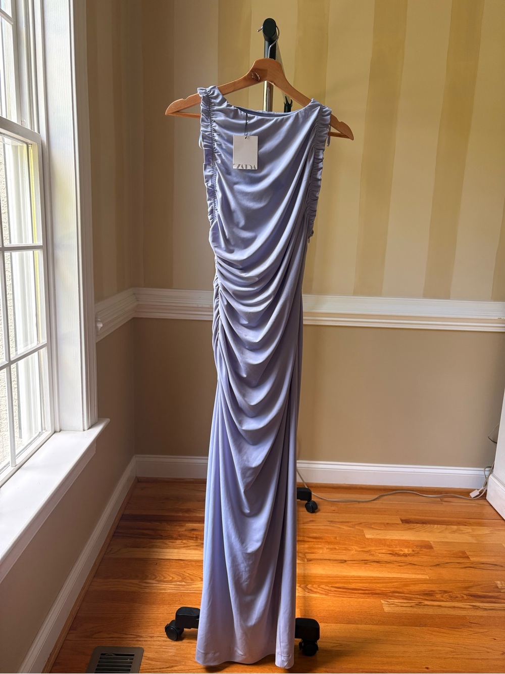Zara Light Lavender Ruched Maxi Dress - Picture 2 of 7